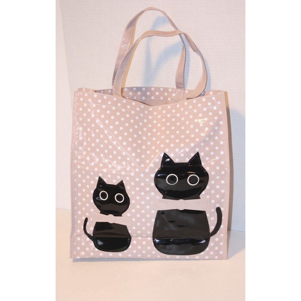 Vintage Retro Marina Galanti Vinyl Cat/Kitten Shopper Tote Overnight Ballet Bag